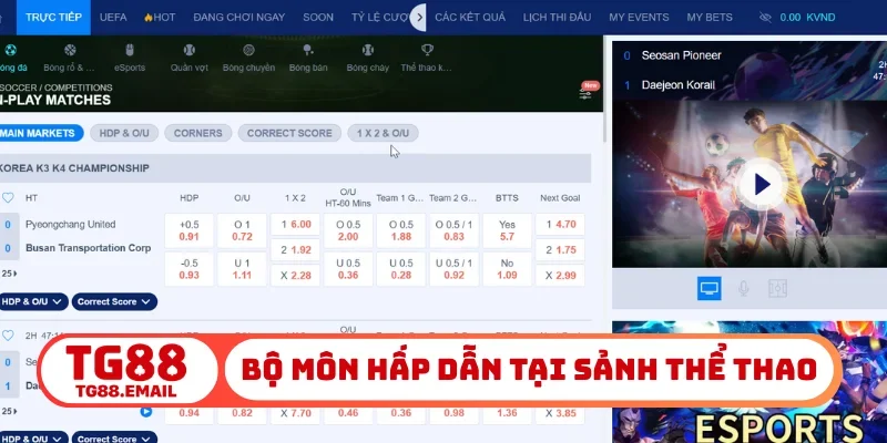 Bộ môn hấp dẫn tại sảnh thể thao