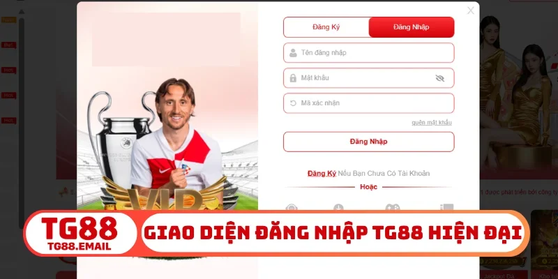 Giao diện đăng nhập TG88 hiện đại