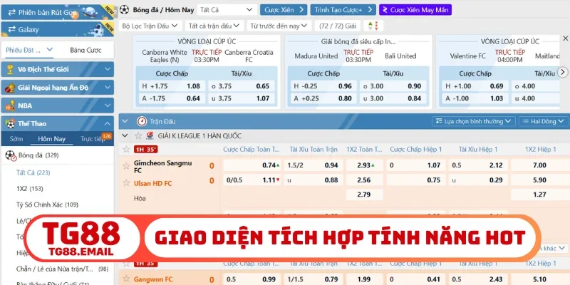 Giao diện tích hợp tính năng hot
