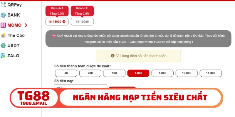 Ngân hàng nạp tiền siêu chất