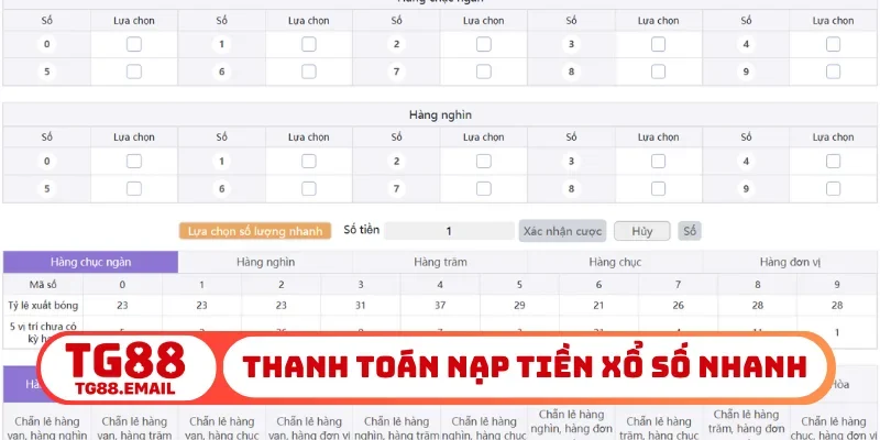 Thanh toán nạp tiền xổ số nhanh
